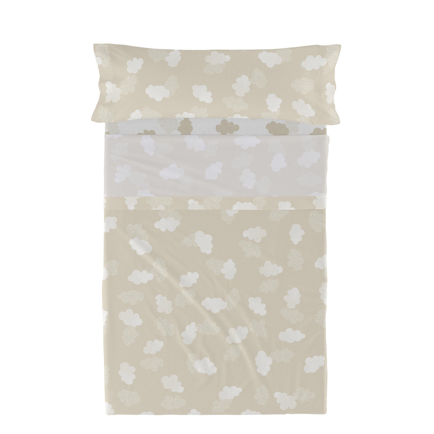 Clouds Laken Set 2-delig Beige Basic Kids, Beige, 100% katoen, de kwaliteit van 150 TC