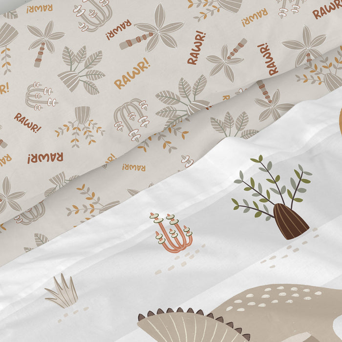 Dino family Laken Set 2-delig 160x270 cm (Bed 80|90) Moshi Moshi, Veelkleurig, 100% katoen, de kwaliteit van 150 TC