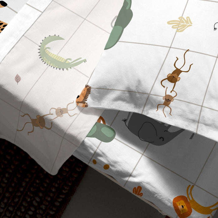 Mini savanna Laken Set 2-delig 100x130 cm (Ledikant) Happyfriday Mini, Veelkleurig, 100% katoen, de kwaliteit van 150 TC