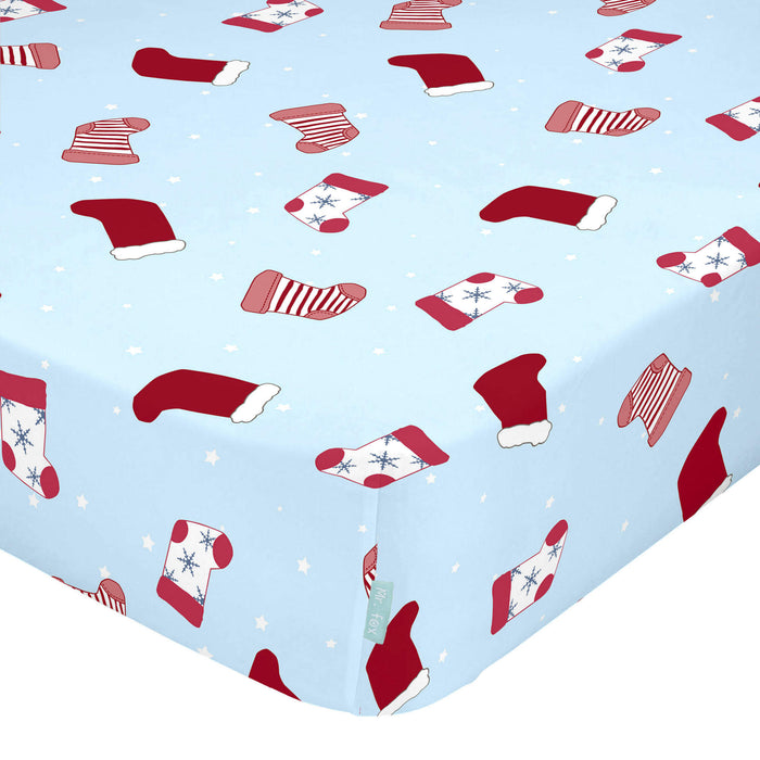 Merry christmas Hoeslaken wieg Xmas, Veelkleurig, 100% katoen, de kwaliteit van 150 hilos