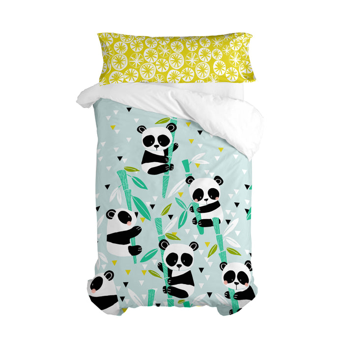Panda garden blue Dekbedovertrek 2-delig Moshi Moshi, Blauw, 100% katoen, de kwaliteit van 150 TC
