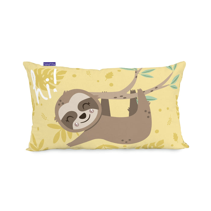 Happy sloth Kussenhoes 50x30 cm Moshi Moshi, Veelkleurig, 100% katoen, de kwaliteit van 150 hilos
