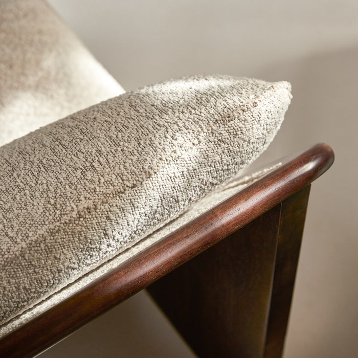 Tikamoon - Folk - Fauteuil in massief mindihout en ecru stof