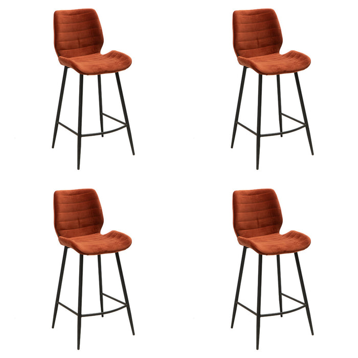 Bronx71 Velvet barkruk Toby koper 71 cm - Barkrukken set van 4