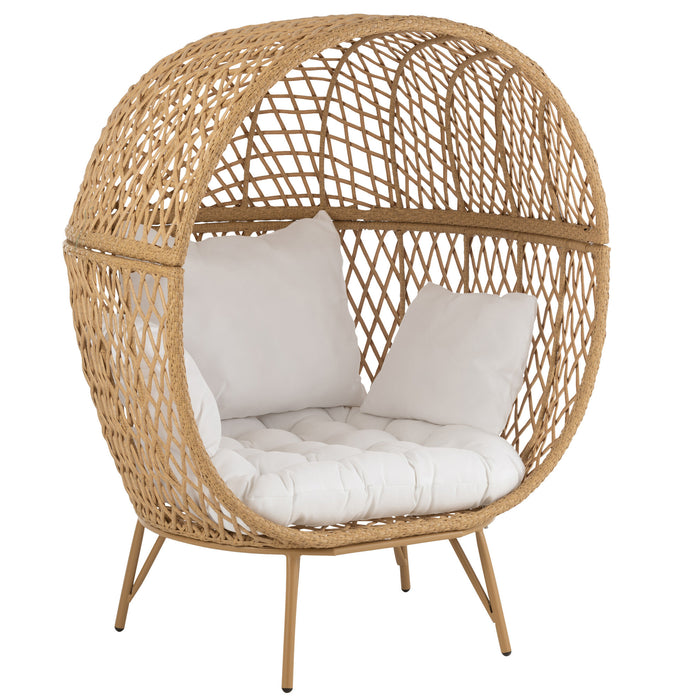 J-Line schommelstoel + kussen Zayo - metaal|riet - zwart