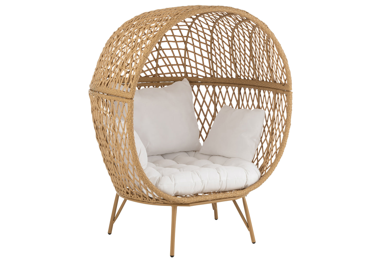 J-Line schommelstoel + kussen Zayo - metaal|riet - zwart