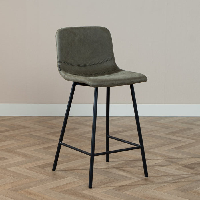 Bronx71 Industriële barkruk Mikky olijfgroen eco-leer 65-78 cm