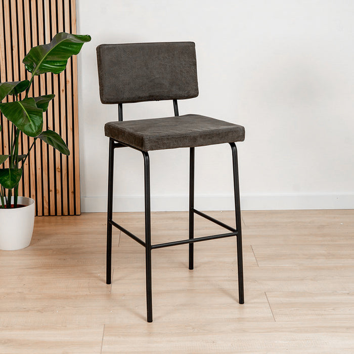 Bronx71 Industriële barkruk Espen antraciet eco-leer 64-77 cm