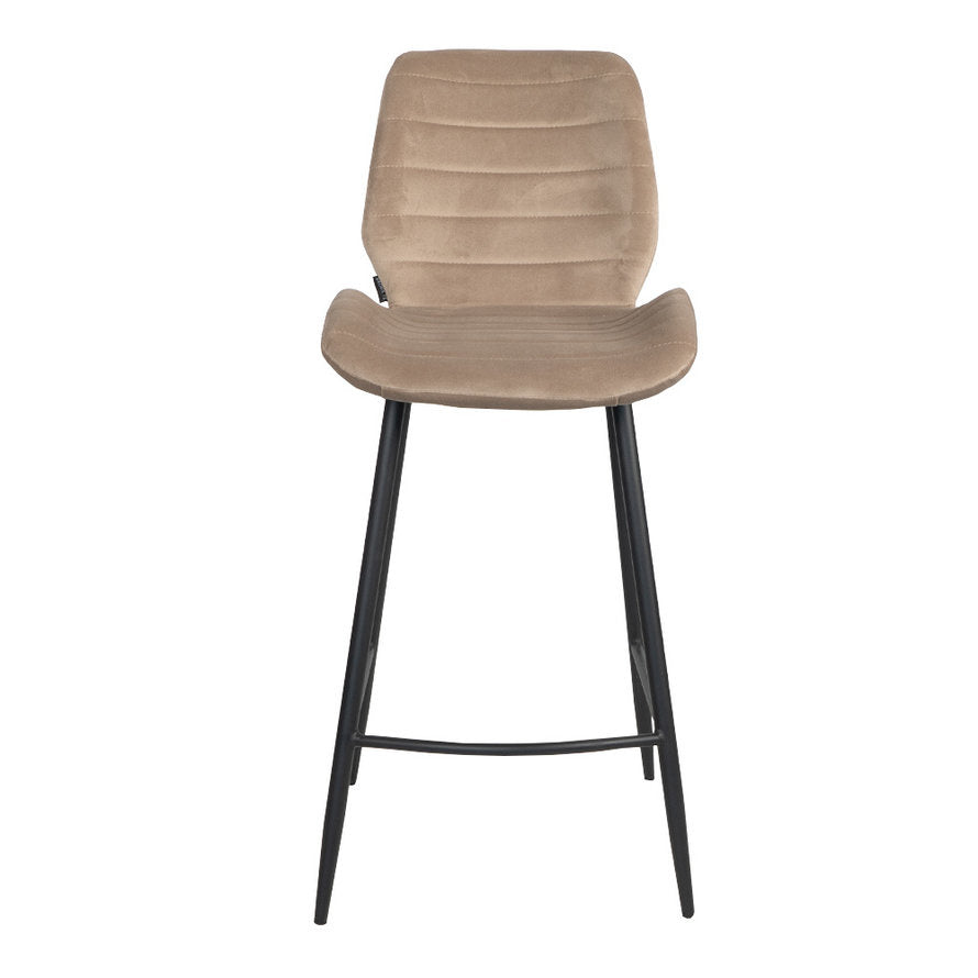 Bronx71 Velvet barkruk Toby taupe 71 cm - Barkrukken set van 2