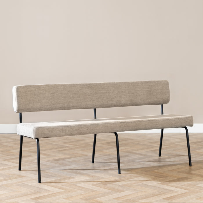 Bronx71 Scandinavische eetkamerbank Espen taupe gerecyclede stof 160