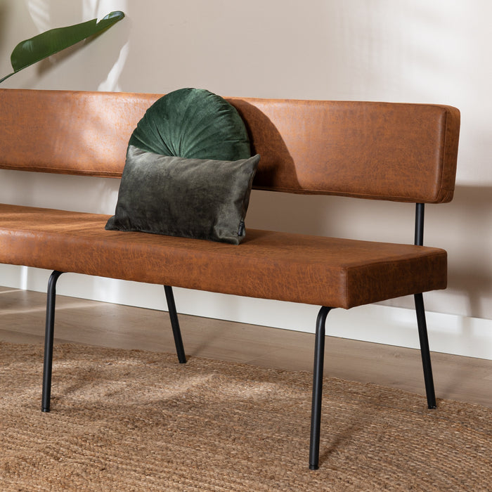 Bronx71 Industriële eetkamerbank Espen cognac eco-leer 190 cm