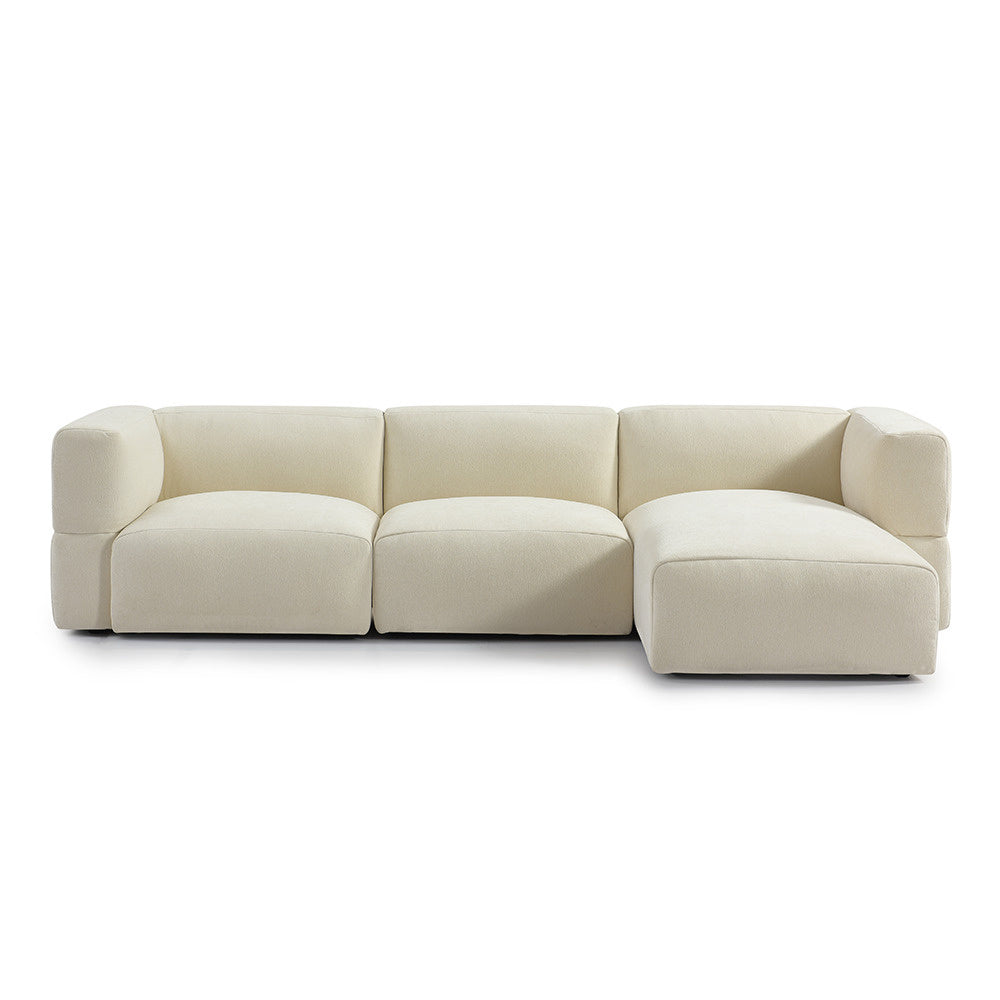 Livin24 Scandinavische hoekbank Karla off white rechts 3-zits