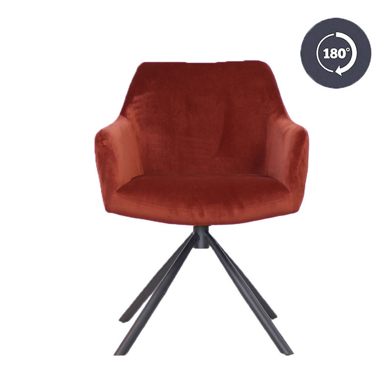 Bronx71 Velvet eetkamerstoel Furtado draaibaar koper - Eetkamerstoelen