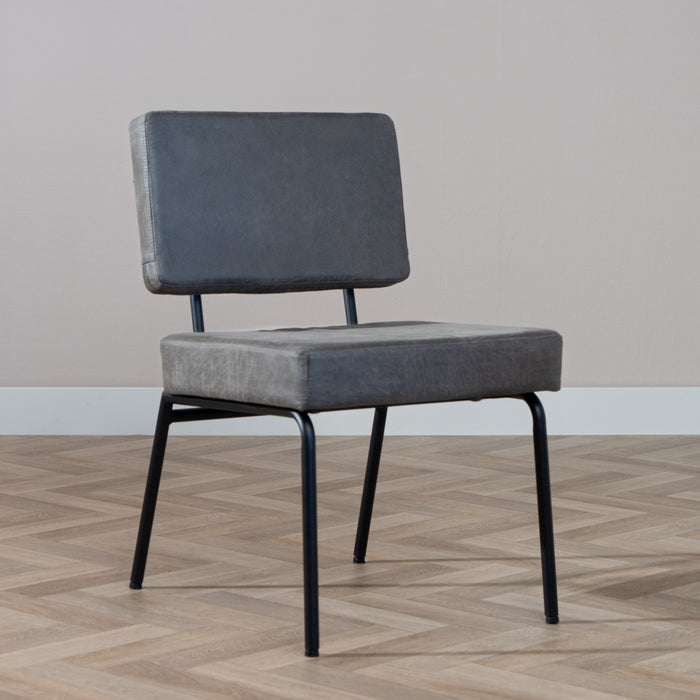 Bronx71 Industriële eetkamerstoel Espen antraciet eco-leer