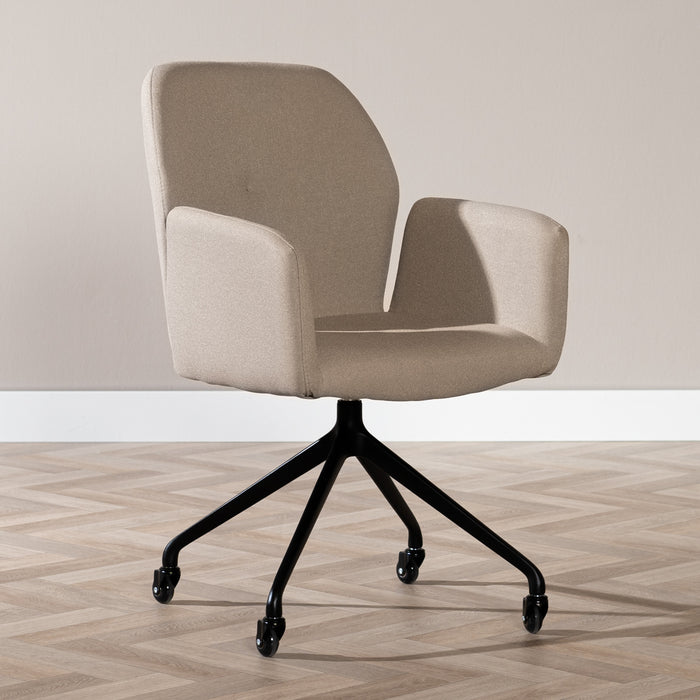 Bronx71 Scandinavische eetkamerstoel op wieltjes Runa gerecyclede stof