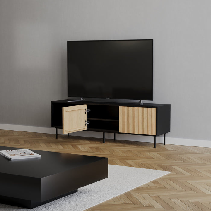 Bronx71 Tv-meubel Ray zwart|blank eiken 150 cm