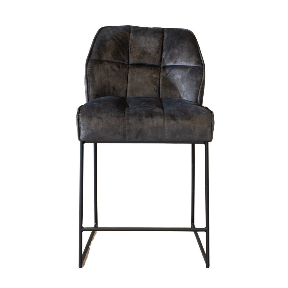 Bronx71 Velvet barkruk Janna antraciet 70 cm