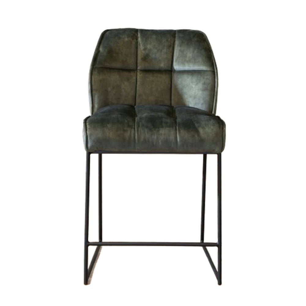 Bronx71 Velvet barkruk Janna groen 70 cm