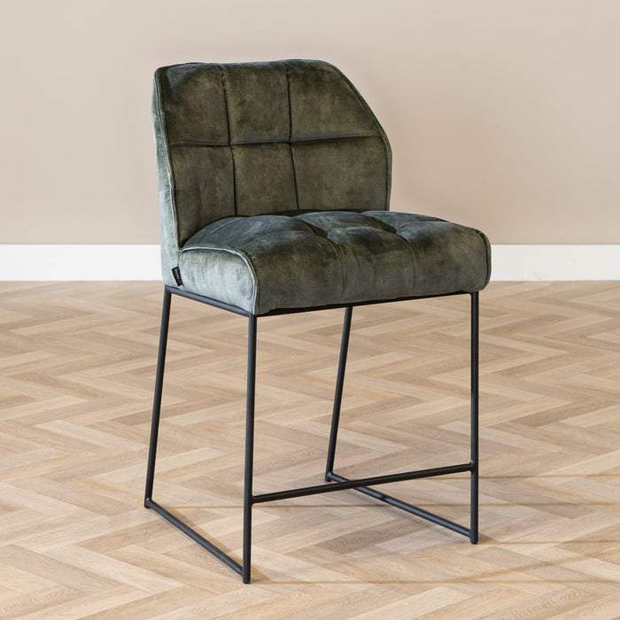 Bronx71 Velvet barkruk Janna groen 70 cm