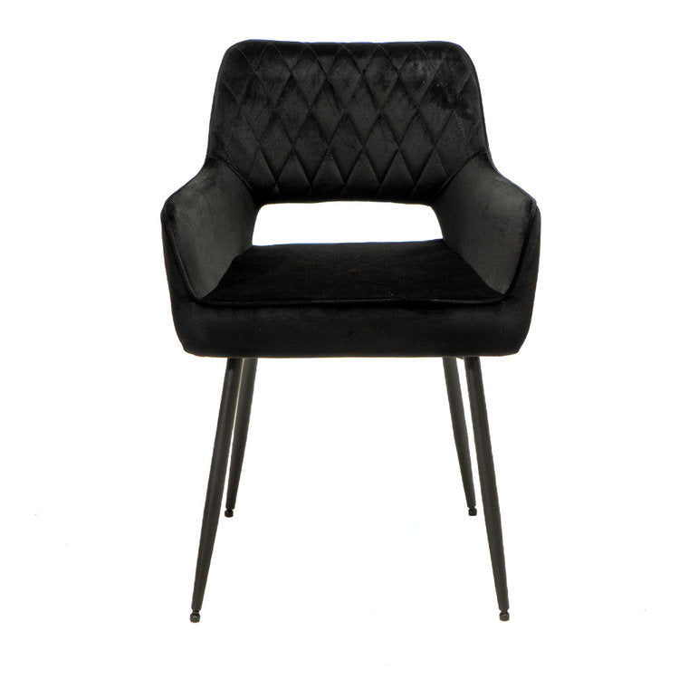 Bronx71 Velvet eetkamerstoel Mika zwart - Eetkamerstoelen set van 4