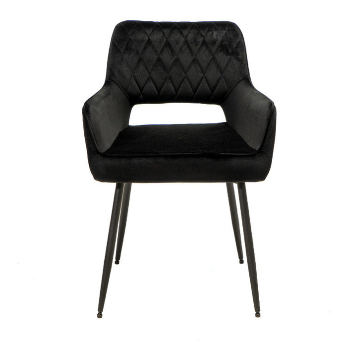 Bronx71 Velvet eetkamerstoel Mika zwart - Eetkamerstoelen set van 4