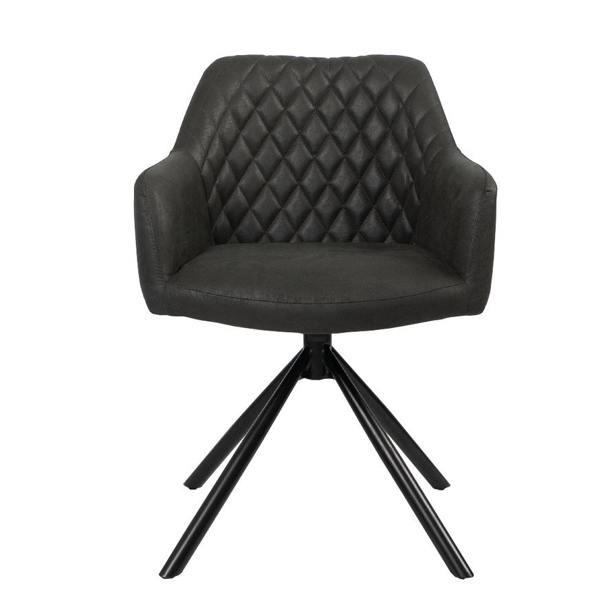 Bronx71 Industriële eetkamerstoel Dex zwart eco-leer - Eetkamerstoelen