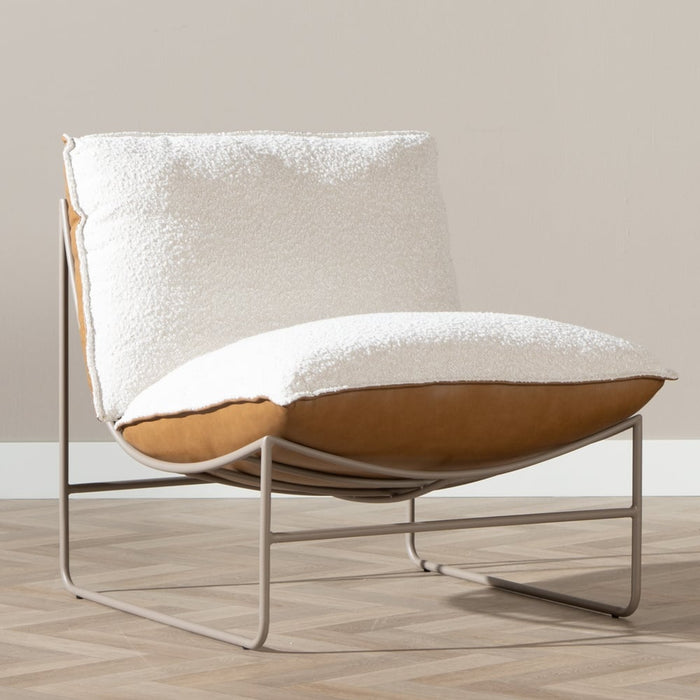 Bronx71 Fauteuil Maceo leer|bouclé cognac|beige