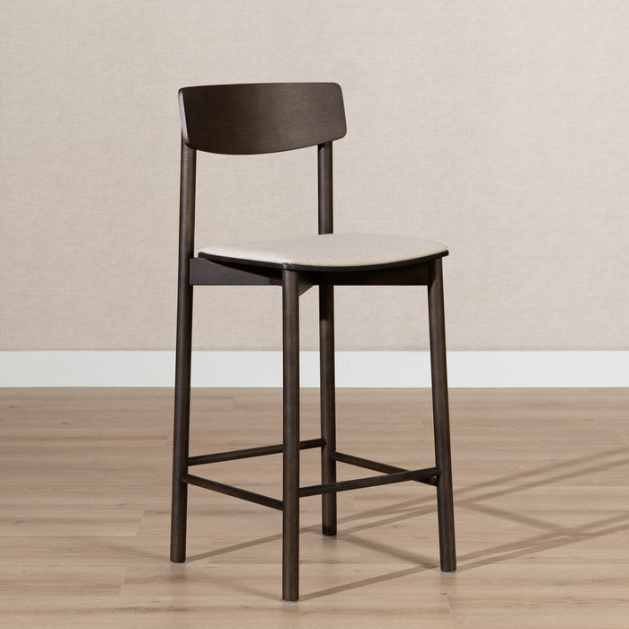 Bronx71 Scandinavische barkruk Inez walnoot| off white 70 cm