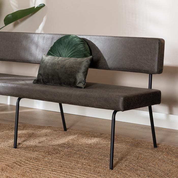Bronx71 Industriële eetkamerbank Espen antraciet eco-leer 190 cm