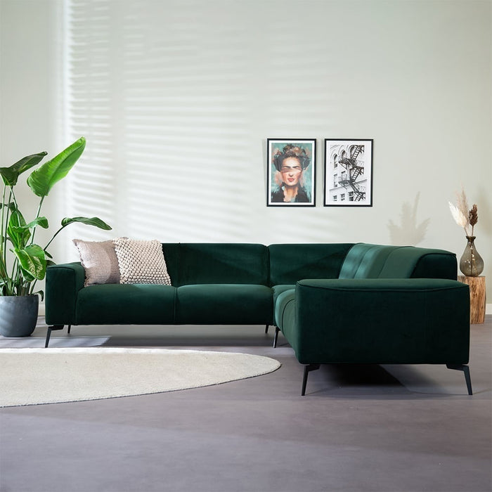 Bronx71 Velvet hoekbank Vegas groen links|rechts