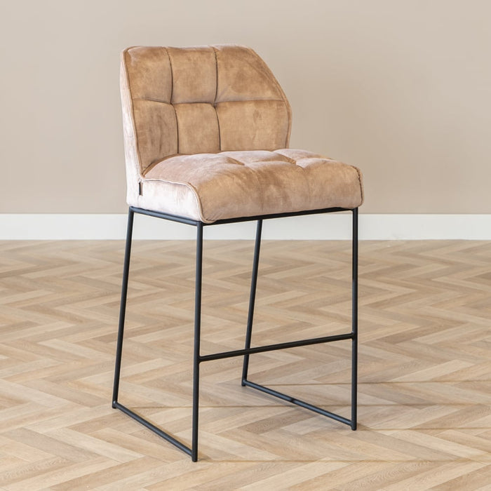 Bronx71 Velvet barkruk Janna taupe 82 cm