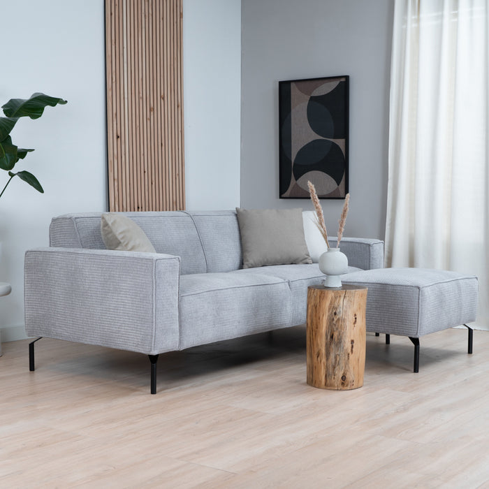 Bronx71 3-zitsbank Kansas lichtgrijs ribstof