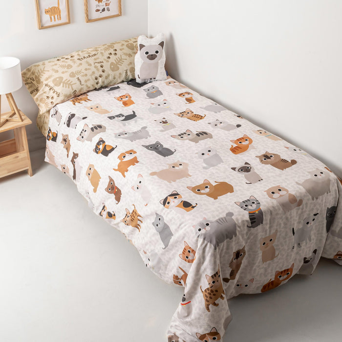Cats Dekbedovertrek 2-delig 180x220 cm (Bed 105) Mr Fox, Veelkleurig, 100% katoen, de kwaliteit van 150 TC