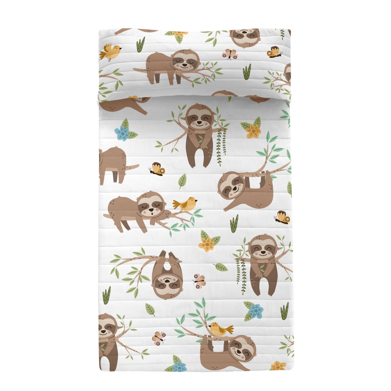 Happy sloth Sprei Moshi Moshi, Veelkleurig, 100% Katoen (buitenkant) 100% Polyester (vulling), de kwaliteit van 150 TC