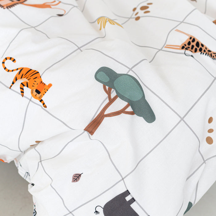 Mini savanna Dekbedovertrek 2-delig 100x120 cm (Ledikant) Happyfriday Mini, Veelkleurig, 100% katoen, de kwaliteit van 150 TC