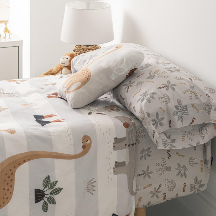 Dino family Dekbedovertrek 2-delig 180x220 cm (Bed 105) Moshi Moshi, Veelkleurig, 100% katoen, de kwaliteit van 150 TC