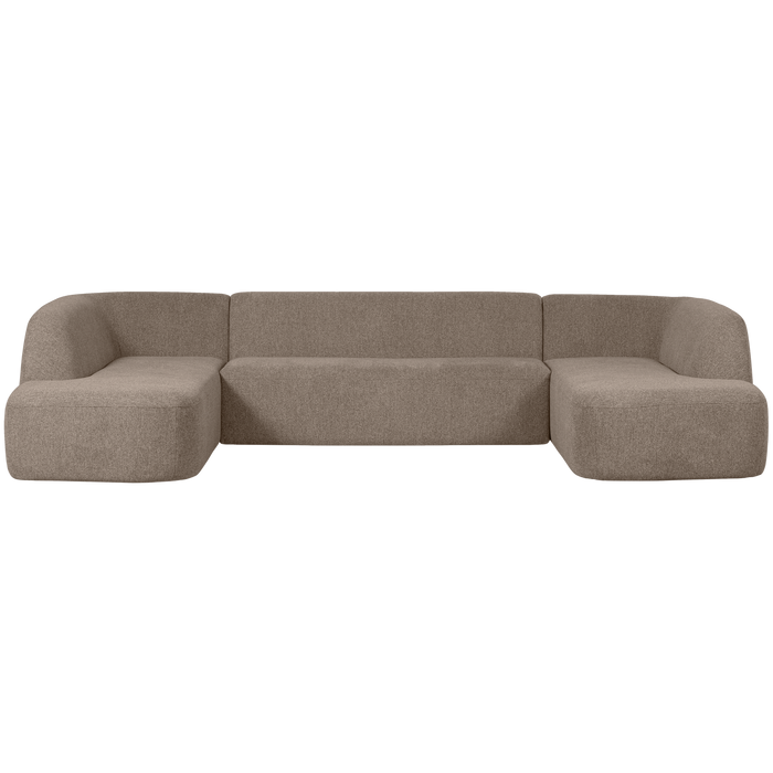 WOOOD Sloping U-Bank - Chenille - Lichtbruin Melange