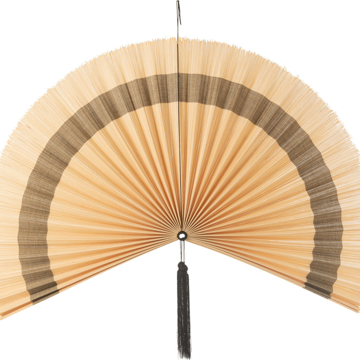 J-Line wanddecoratie Waaier + Kwast - riet - naturel|zwart -
