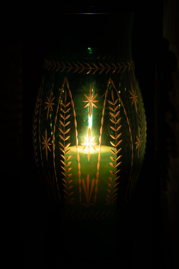 J-Line windlicht Tarifa - glas - azuur - large