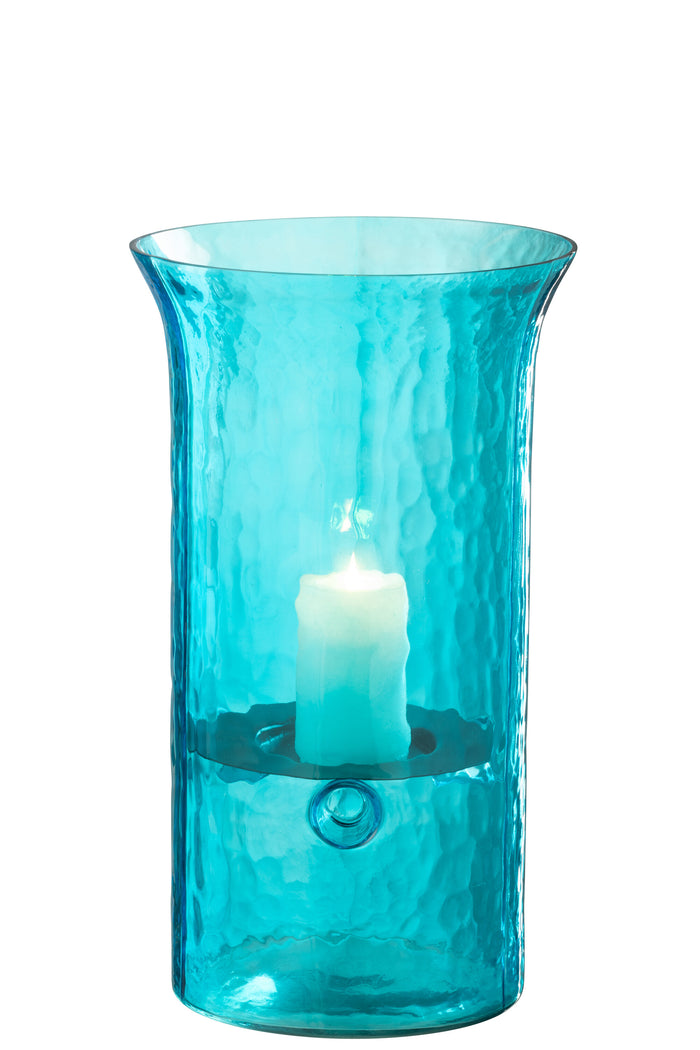 J-Line Windlicht Tarifa Smal Glas Azuur Large