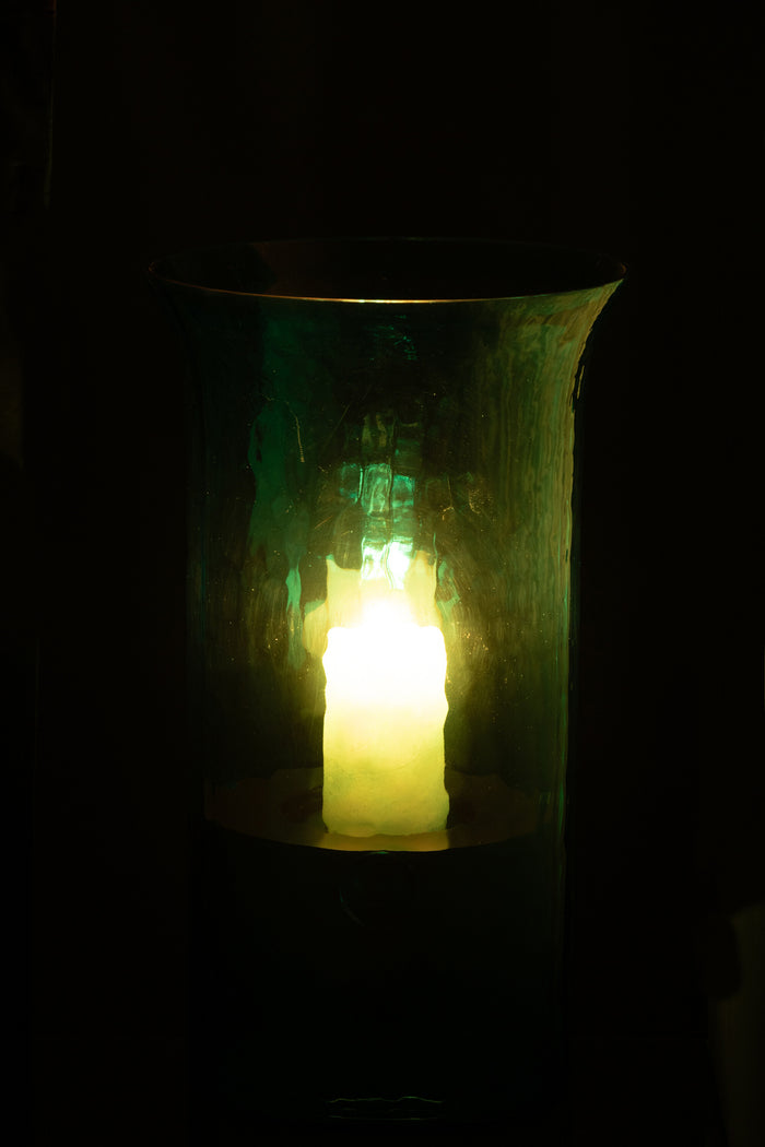 J-Line Windlicht Tarifa Smal Glas Azuur Large