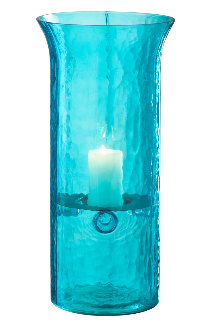 J-Line Windlicht Tarifa Smal Glas Azuur Extra Large