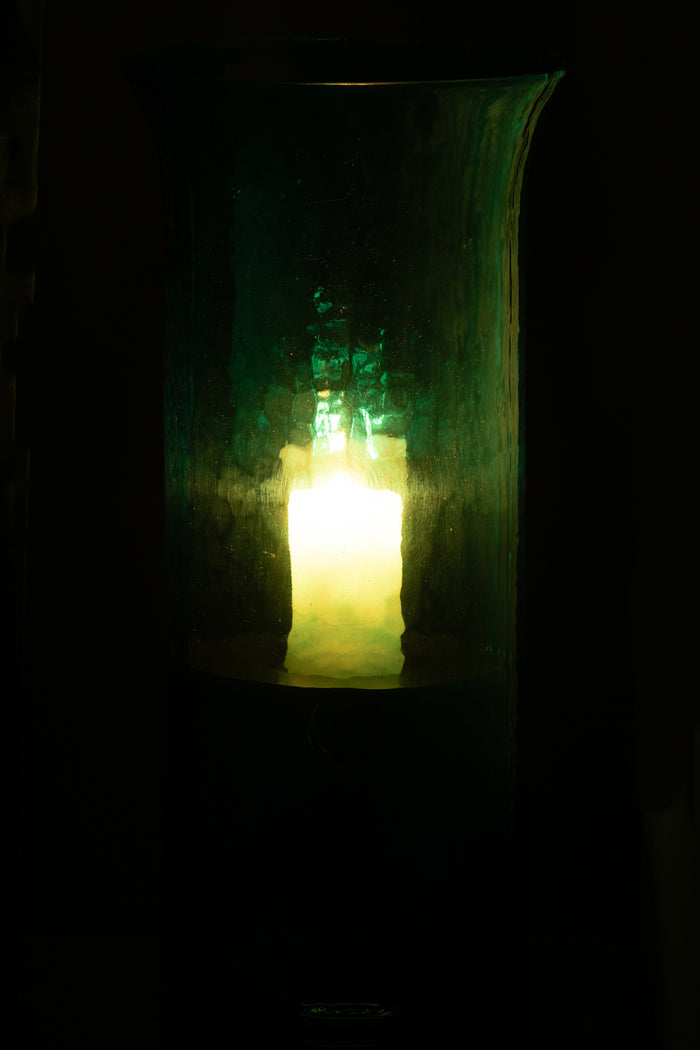 J-Line Windlicht Tarifa Smal Glas Azuur Extra Large