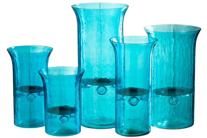 J-Line Windlicht Tarifa Smal Glas Azuur Extra Large