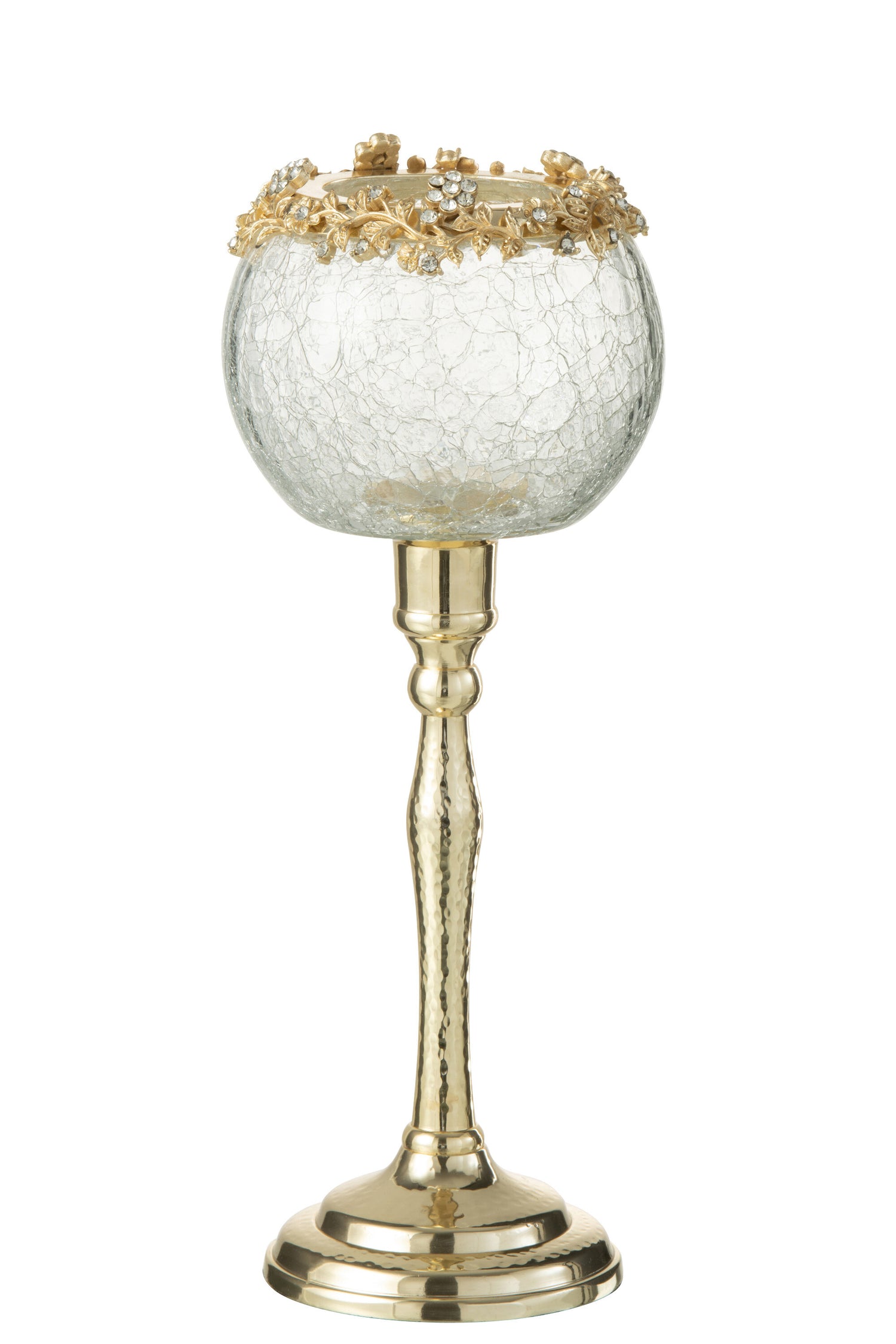 J-Line theelichthouder Viane - metaal|glas - goud|transparant - large