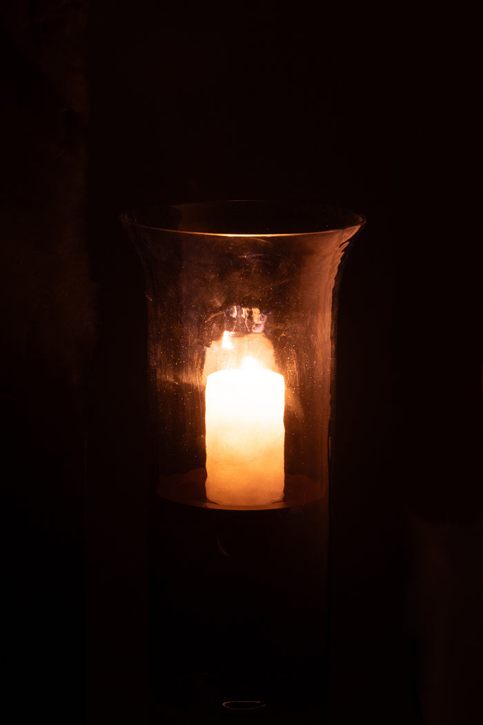 J-Line Windlicht Tarifa Smal Glas Blauw Medium