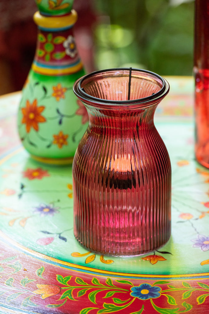 J-Line plateau Theelichthouder Popa - glas - mix - 6 stuks