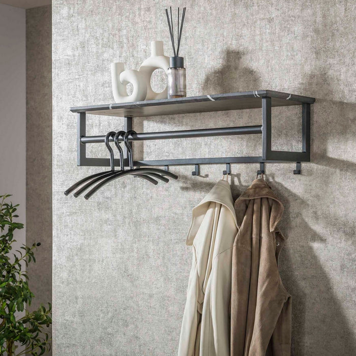 Fraaai Leonie kapstok roede 6 haaks - zwart bruin