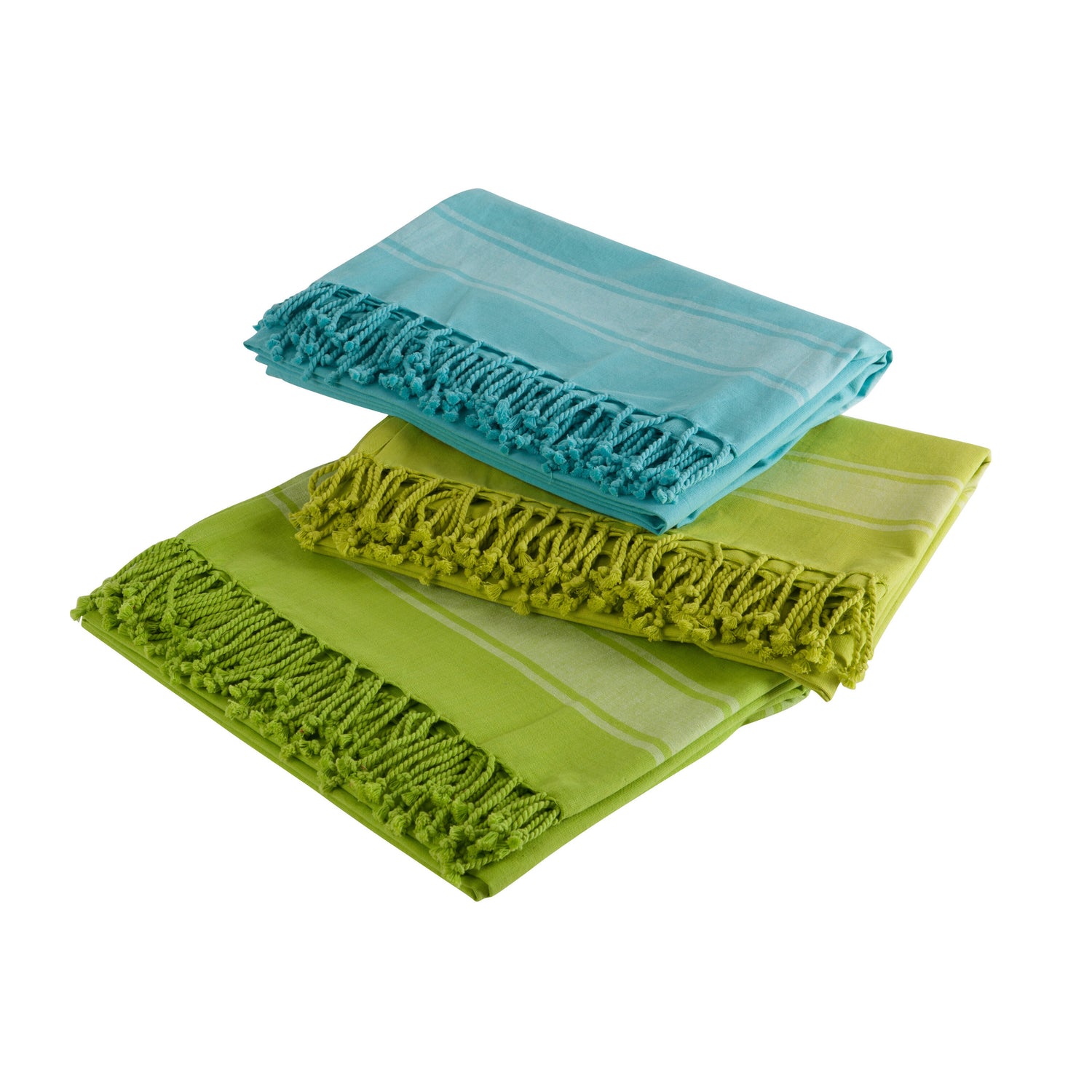 J-Line Hammam handdoek - katoen - blauw| groen 3x