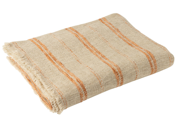 J-Line plaid Strepen - linnen|katoen - beige|roest